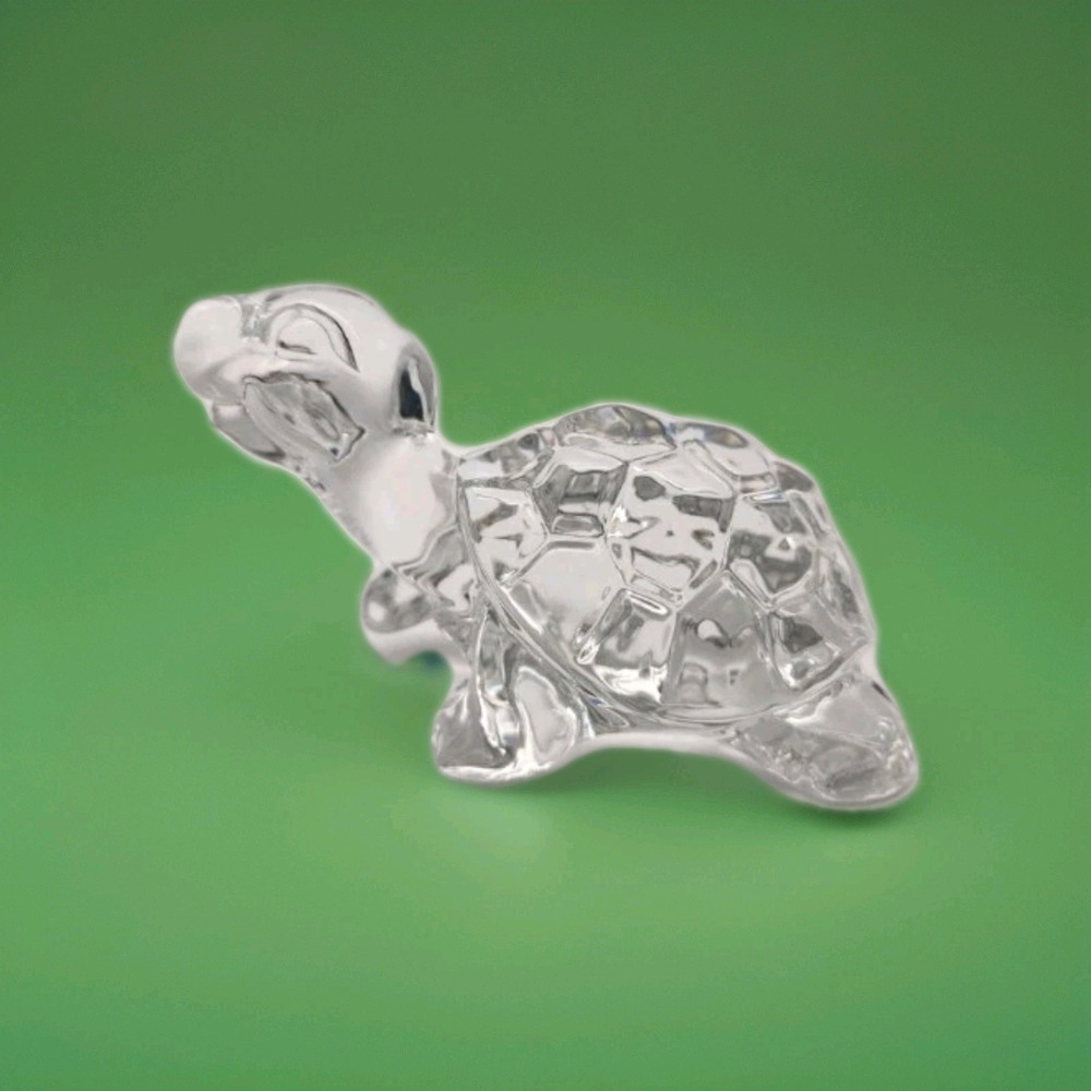 TURTLE / TORTOISE Lead Crystal Paperweight Figurine Bohemia Czech Republic